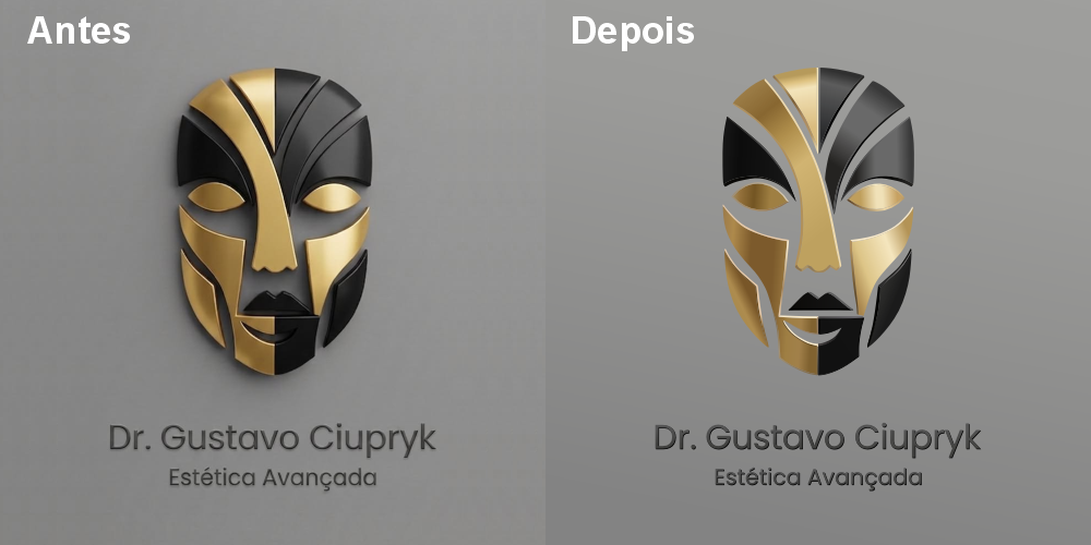 Antes e Depois do logotipo vetorizado pela Id Criações.